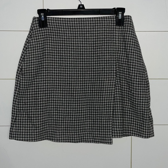 Houndstooth Patterned Lined Mini Skirt Grey/Dark Grey 6 #0066 - Picture 1 of 9